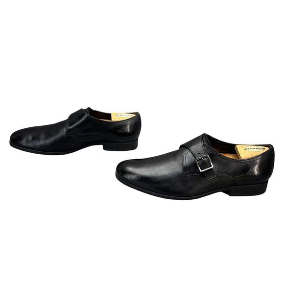 Clarks TOR Ltd England Black Leather Monk Strap Almond Toe Dress Loafer Men 10.5 main image 5